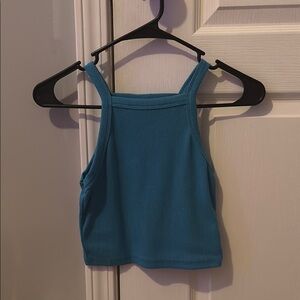 SHEIN Blue Sleeveless Fitted Crop Tank Top